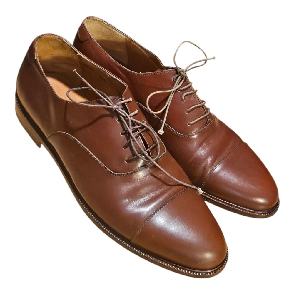Salvatore Ferragamo Mens Brown Leather Lace-Up Dress Shoes Size 11D